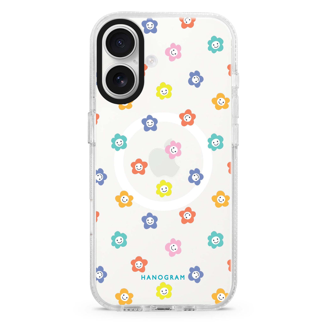 Little Smile Flowers MagSafe Compatible iPhone 16 Ultra Clear Case - Personalized and Stylish Protection