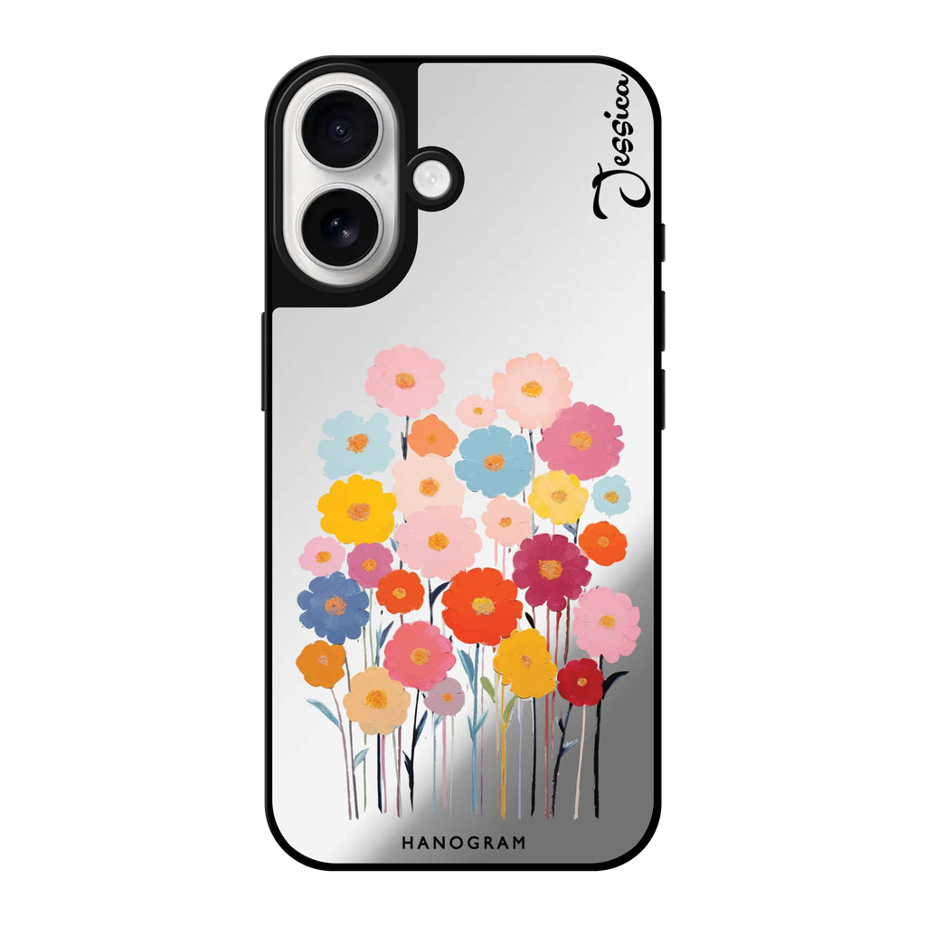 Reflective iPhone 16 Mirror Case –Garden Blooms Design