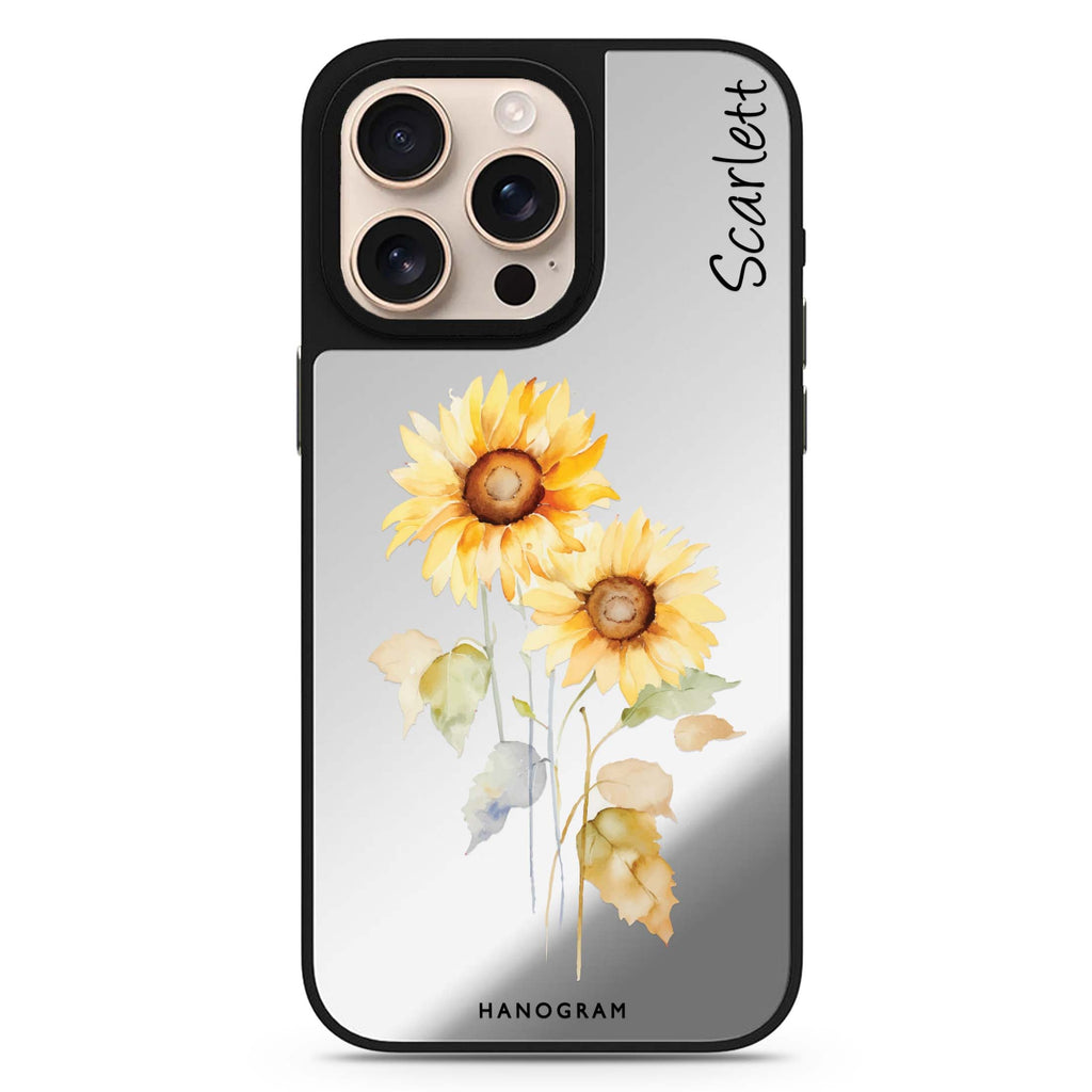 Reflective iPhone 16 Pro Mirror Case – Sunny Blooms Design
