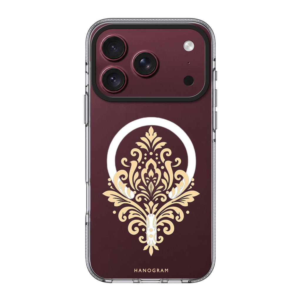 Champagne Filigree Crest iPhone 18 Pro Max Ultra Clear Case - Image 1