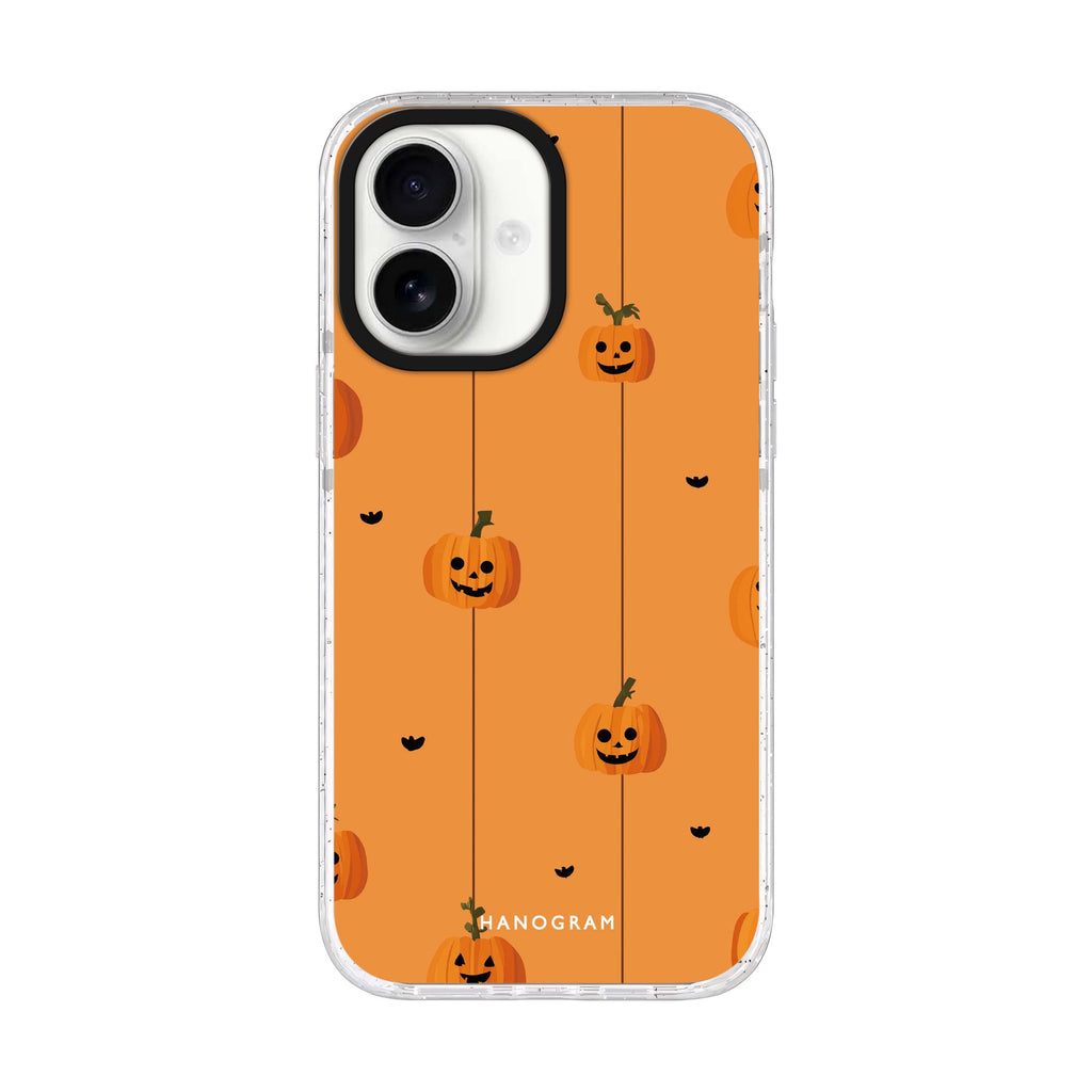 Pumpkin Garland Glow iPhone 17 ultra clear MagSafe case, front product view