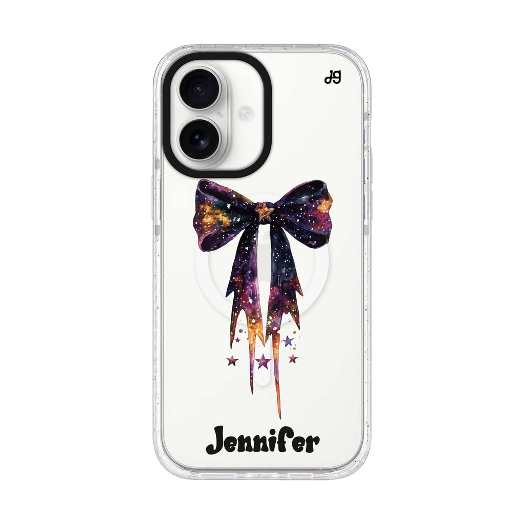 Spellbound Bows personalized name iPhone 17 ultra clear MagSafe case, front product view