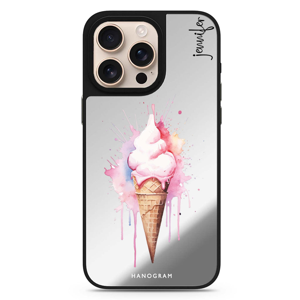 Sweet Swirls personalized name abstract pattern iPhone 16/15/14 Pro Max & Pro mirror case