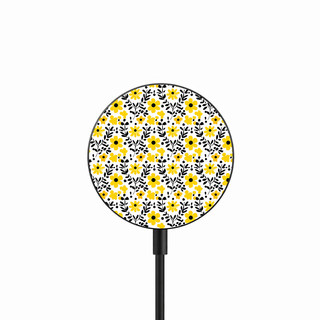 Sunny Yellow Florals 25W Qi2.2 magnetic wireless charger front view