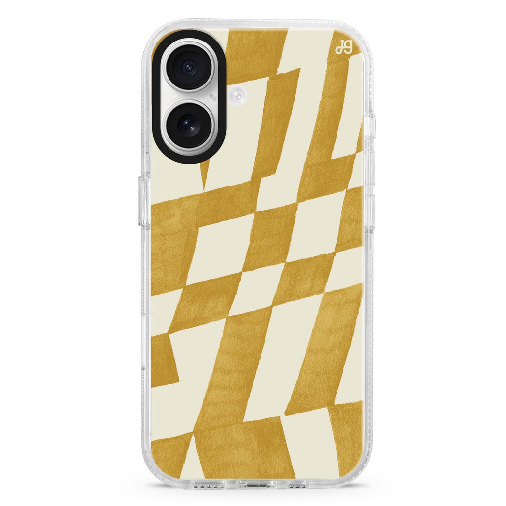 Abstract Paint Pattern iPhone 16 and 16 Plus ultra clear case, transparent artistic artwork, front product view