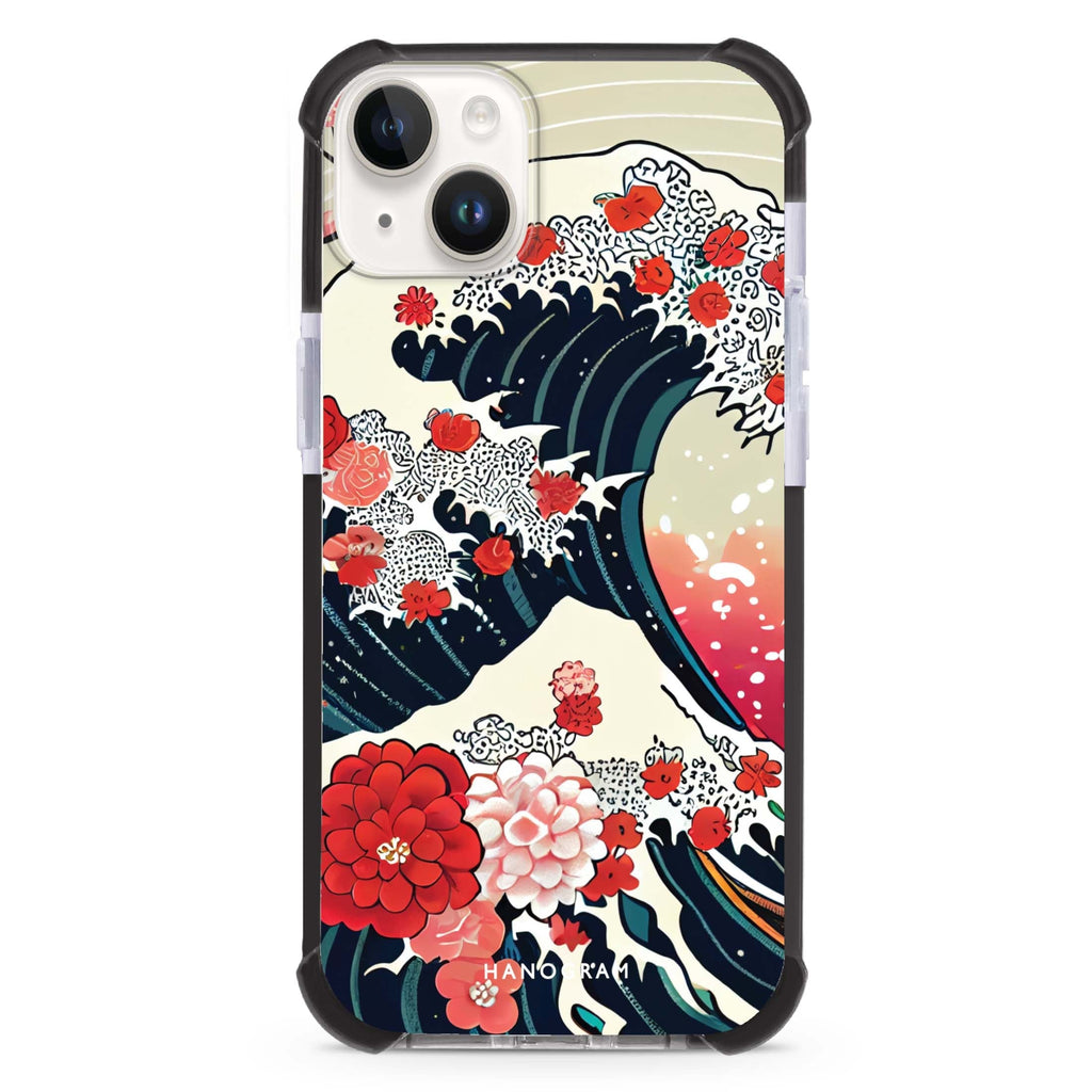 Waves & Flowers iPhone 15 Plus MagSafe Compatible Ultra Shockproof Case