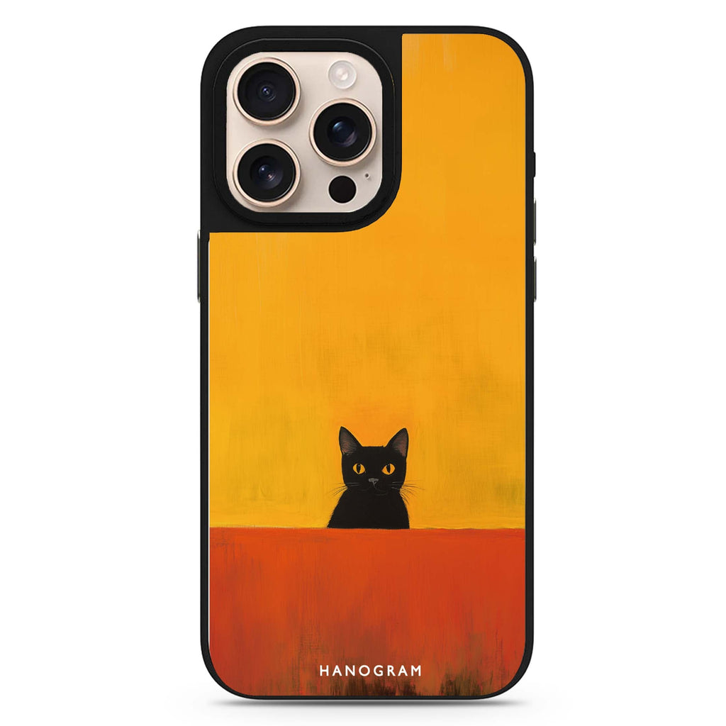 Minimalist Meow MagSafe compatible mirror case for iPhone 16/15/14 Pro Max and Pro, main view