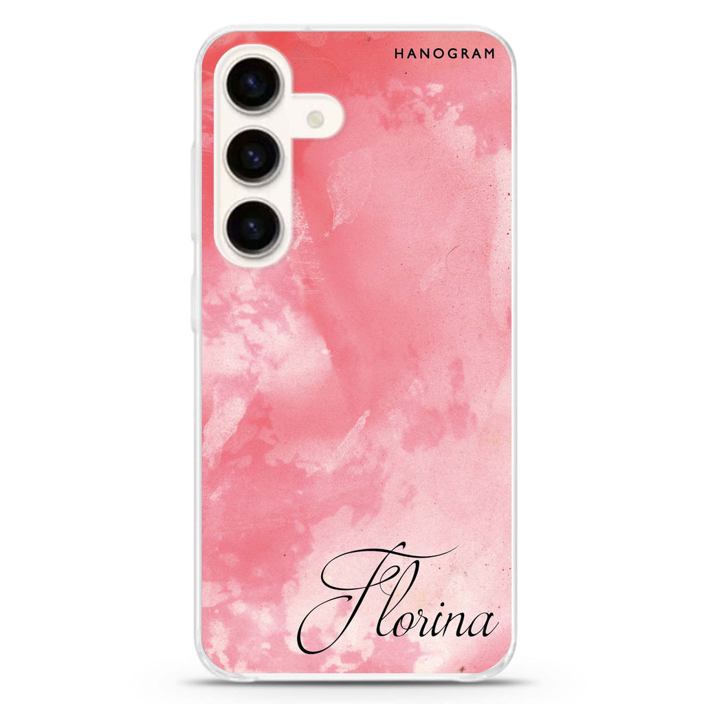 Red Colour Custom Name Samsung Galaxy Ultra Clear Case