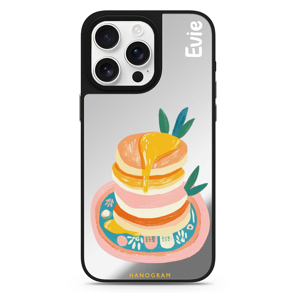 Blush Pancake Stack personalized name MagSafe mirror case for iPhone 16/15/14 Pro Max and Pro, main view