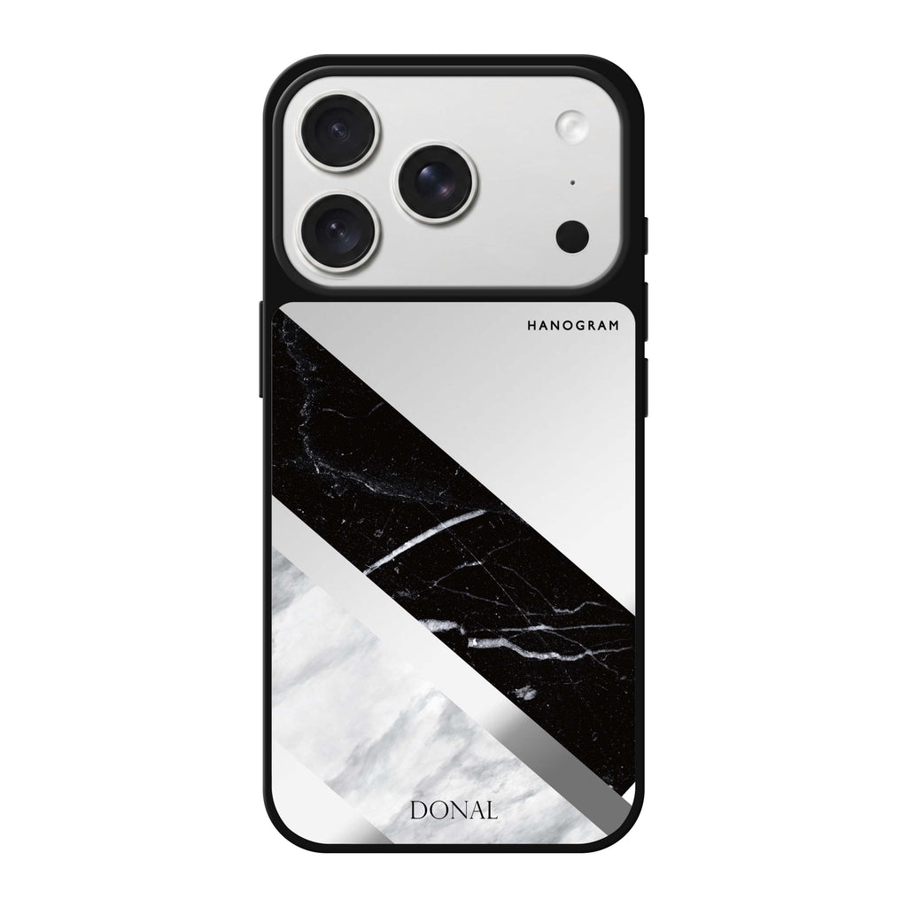 B & W Marble personalized name marble iPhone 18 Pro Max mirror case