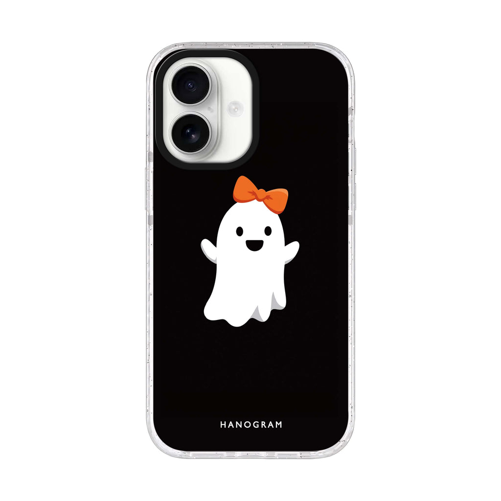 Boo in a Bow iPhone 17 ultra clear MagSafe case, front product view