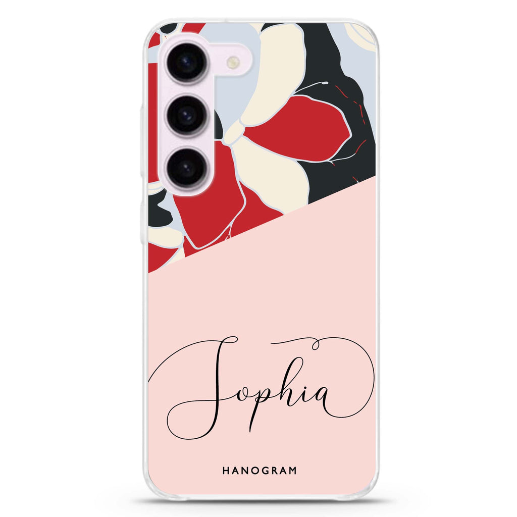 Floral POP personalized ultra-clear case for Samsung Galaxy S23/S22, front view