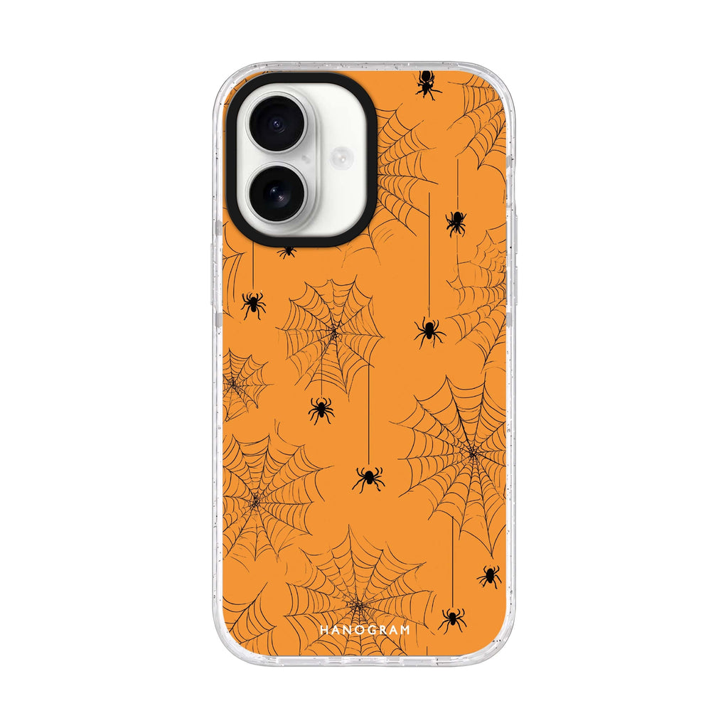 Spooky Web Weave iPhone 17 ultra clear MagSafe case, front product view