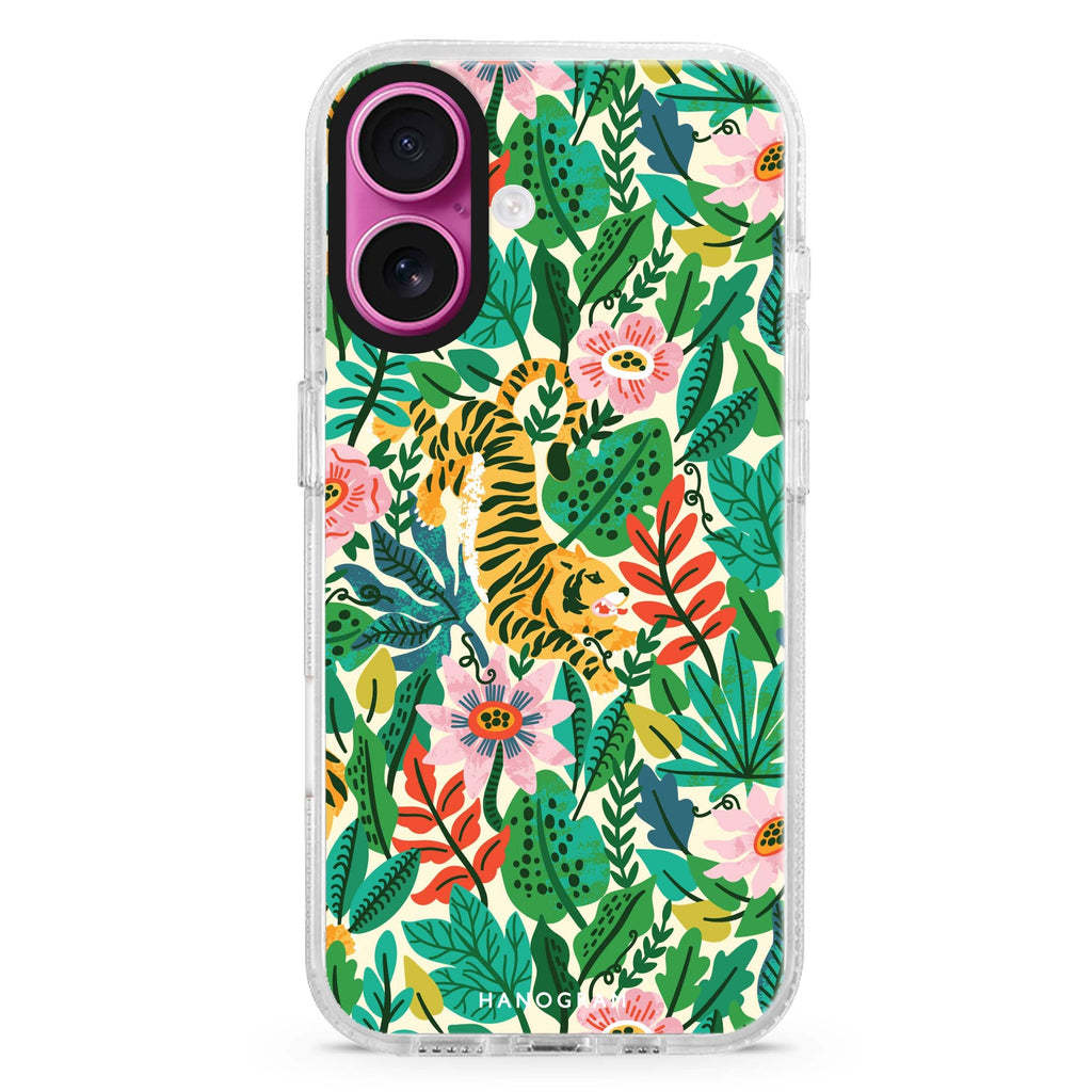 Tiger & Floral MagSafe Compatible iPhone 16 Ultra Clear Case - Personalized and Stylish Protection