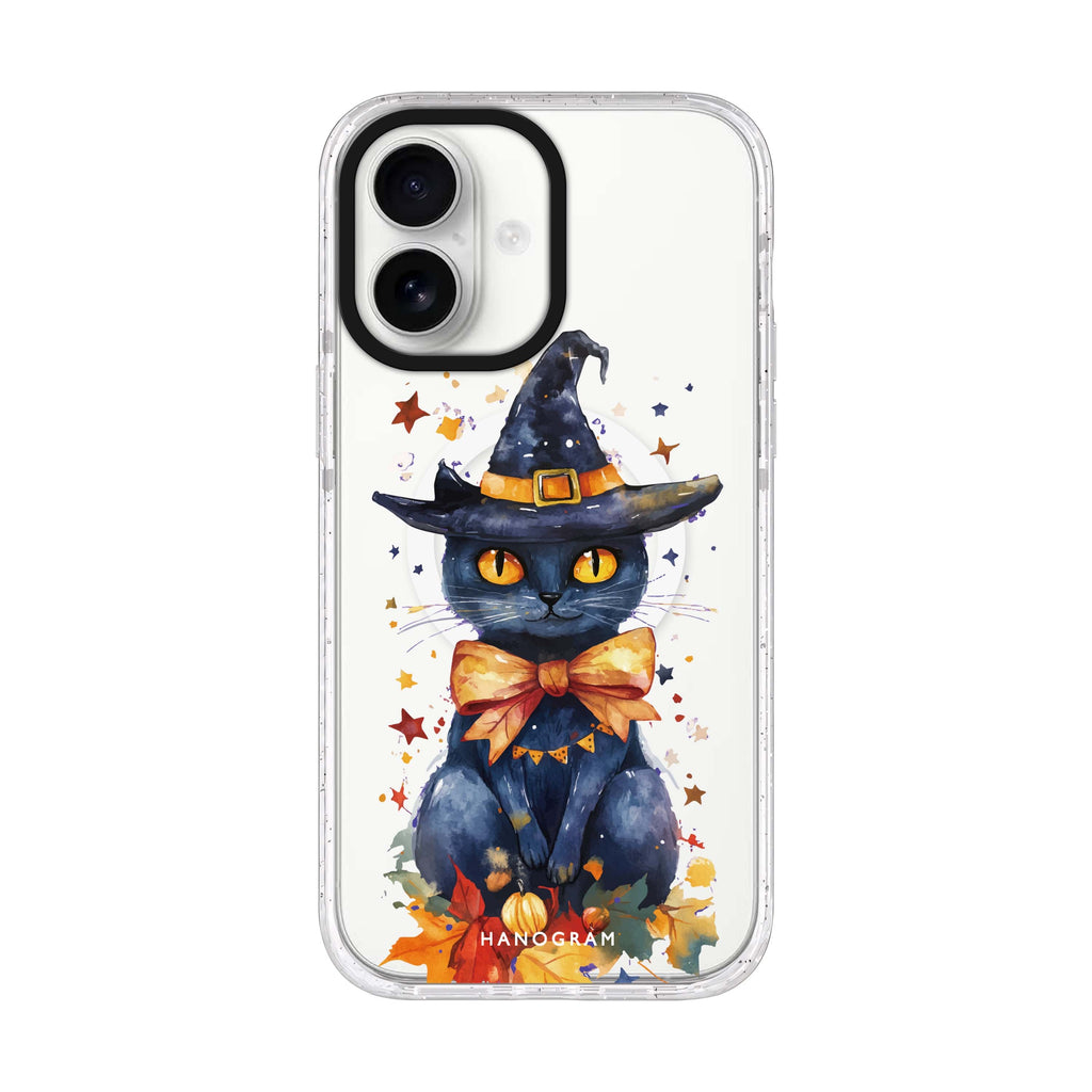 Midnight Kitty Charms iPhone 17 ultra clear MagSafe case, front product view