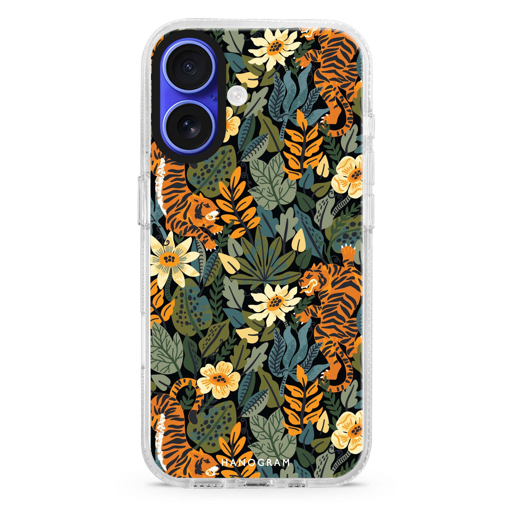 Tiger & Floral MagSafe Compatible iPhone 16 Ultra Clear Case - Personalized and Stylish Protection