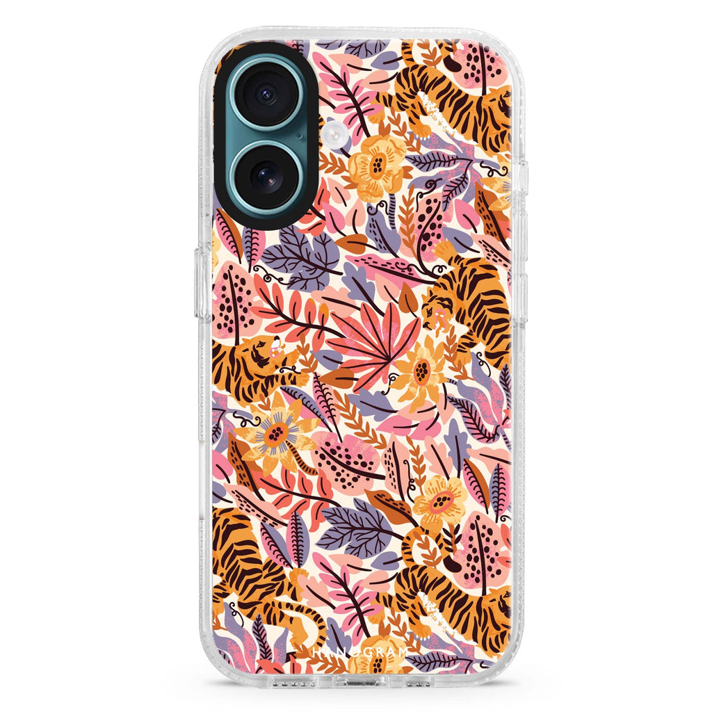 Tiger & Floral MagSafe Compatible iPhone 16 Ultra Clear Case - Personalized and Stylish Protection