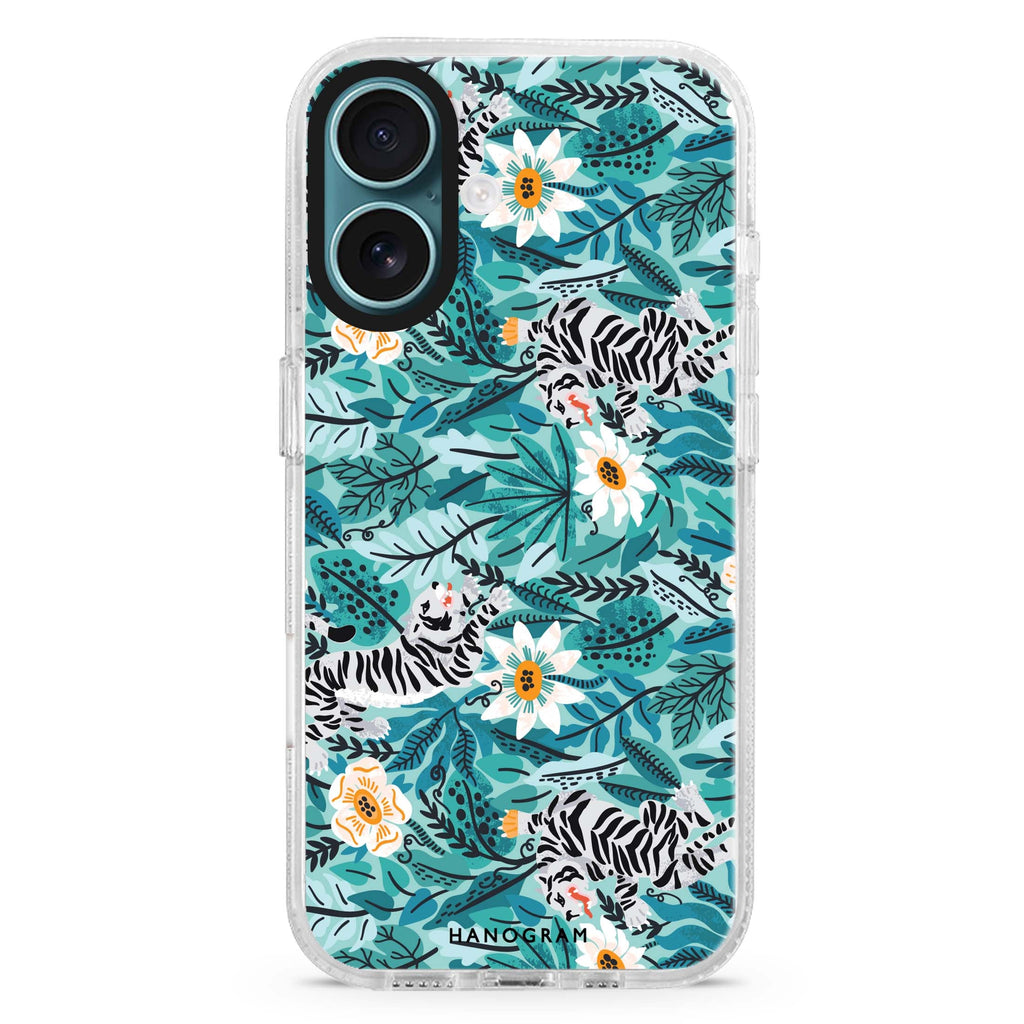 Tiger & Floral MagSafe Compatible iPhone 16 Ultra Clear Case - Personalized and Stylish Protection