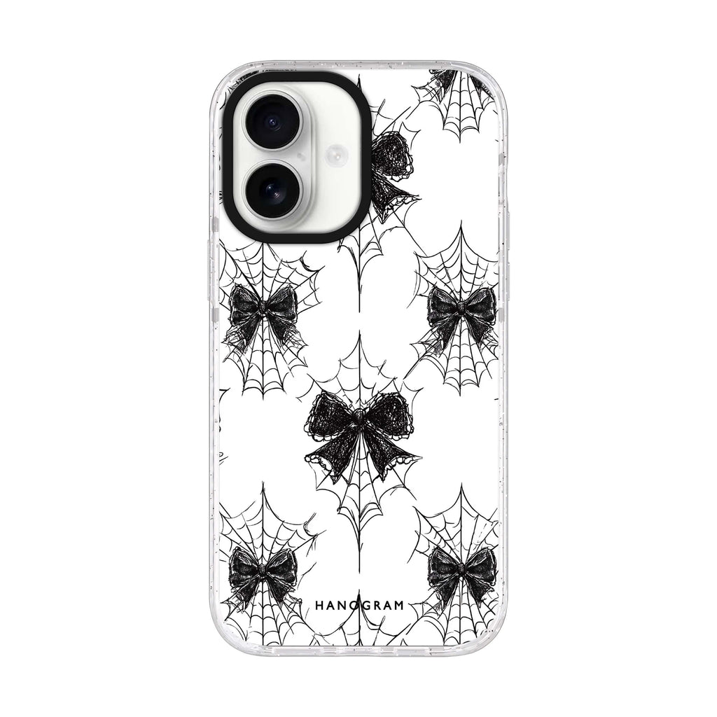 Gothic Web Lace iPhone 17 ultra clear MagSafe case, front product view