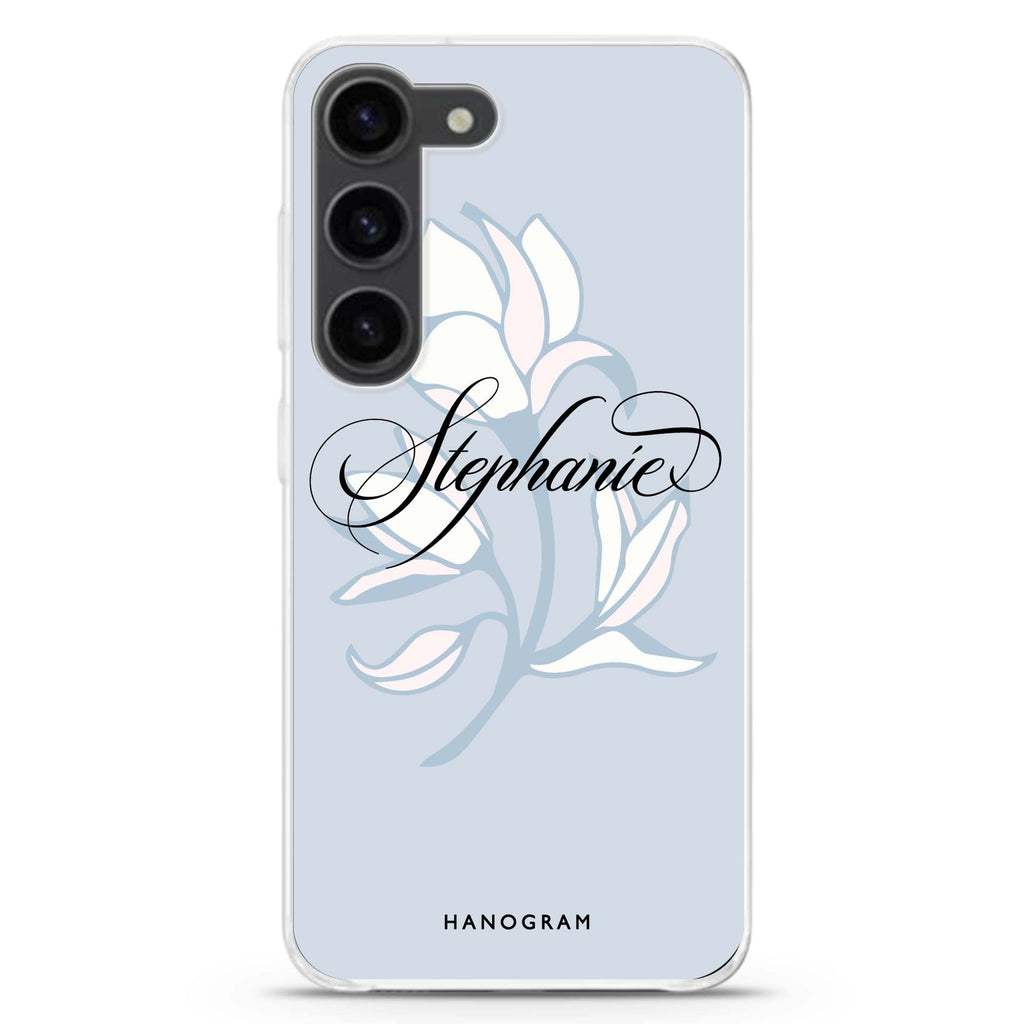 Exquisite Flowers personalized ultra-clear case for Samsung Galaxy S23/S22, front view