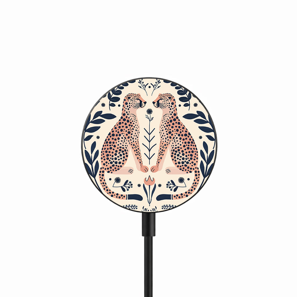 Botanical Cheetah Pair 25W Qi2.2 magnetic wireless charger front view