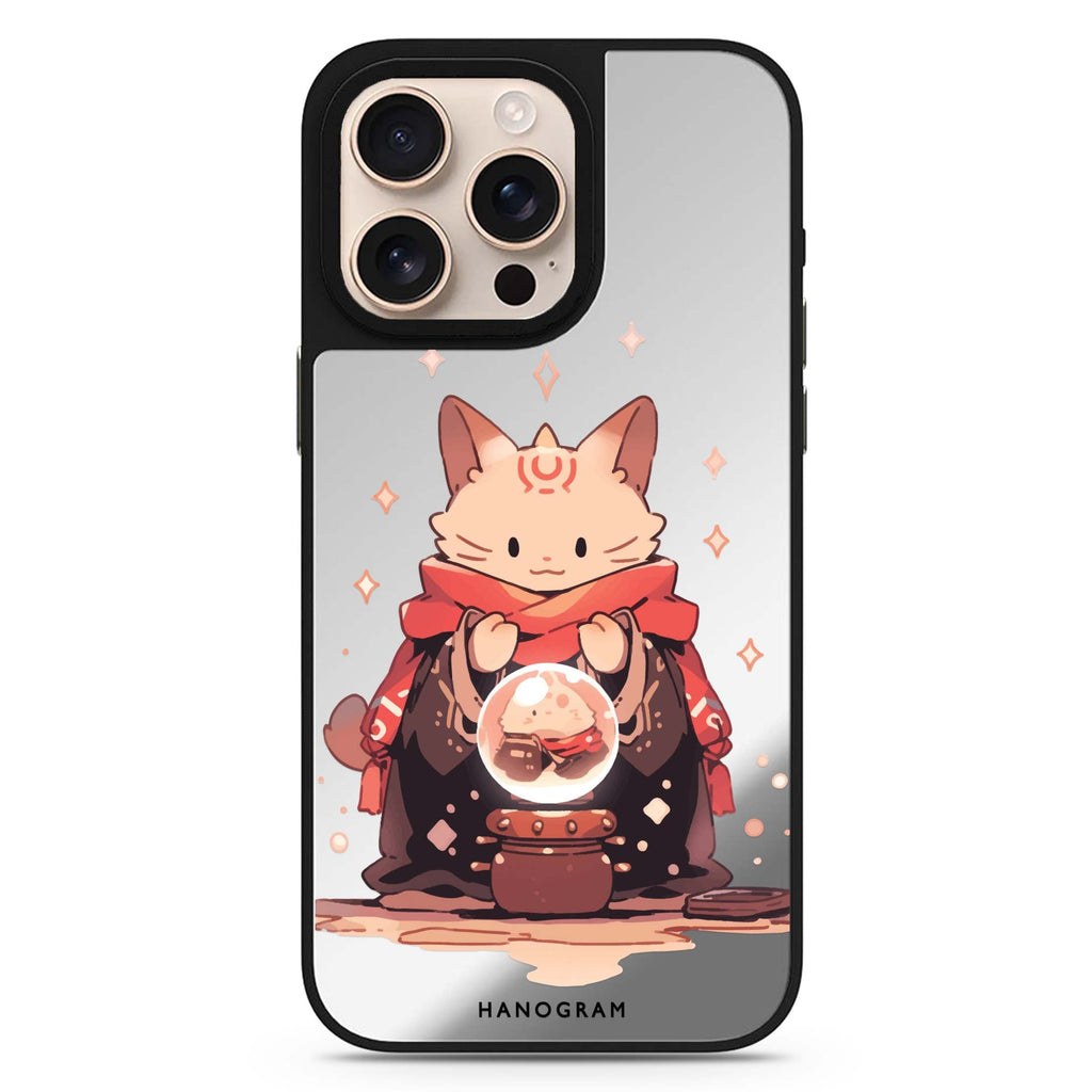 Mystic Feline celestial design iPhone 16/15/14 Pro Max & Pro mirror case