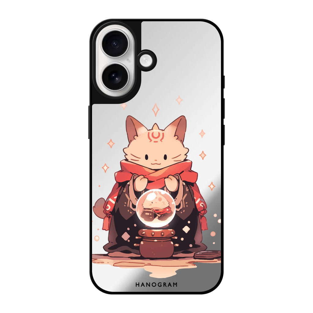 Reflective iPhone 16 Mirror Case –Mystic Feline Design