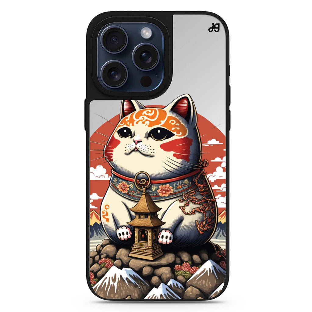 Cat with Fuji Mountain MagSafe compatible mirror case for iPhone 16/15/14 Pro Max and Pro, main view