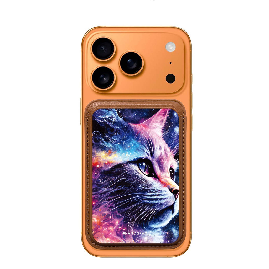 Galaxy Cat MagSafe wallet for iPhone, slim magnetic card holder, main view