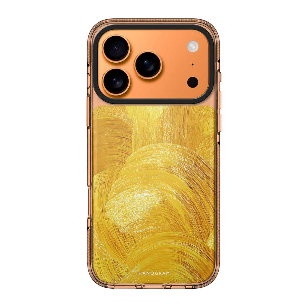 Golden Strokes gold abstract iPhone 17 Pro Max ultra clear case