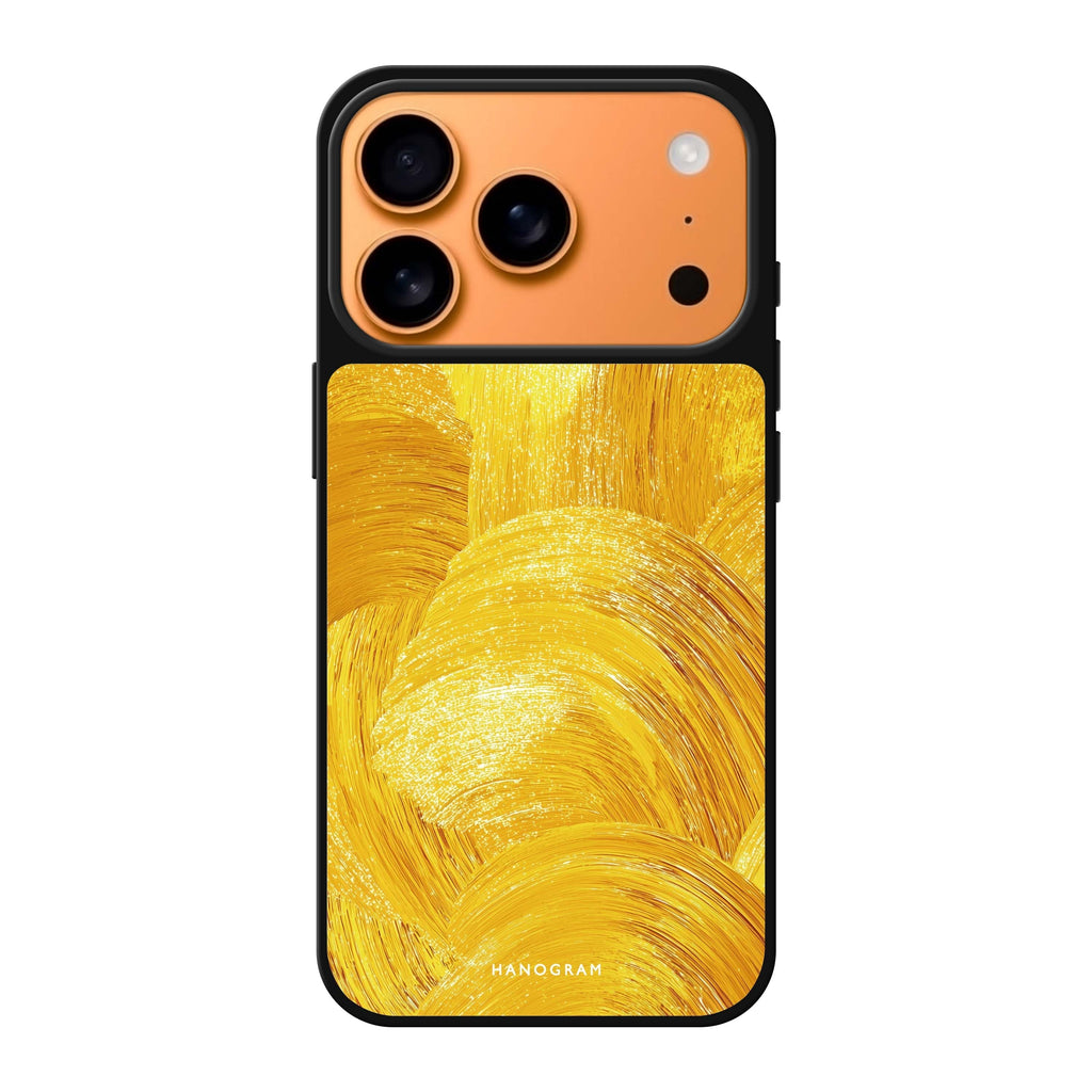 Golden Strokes gold abstract iPhone 17 Pro Max mirror case