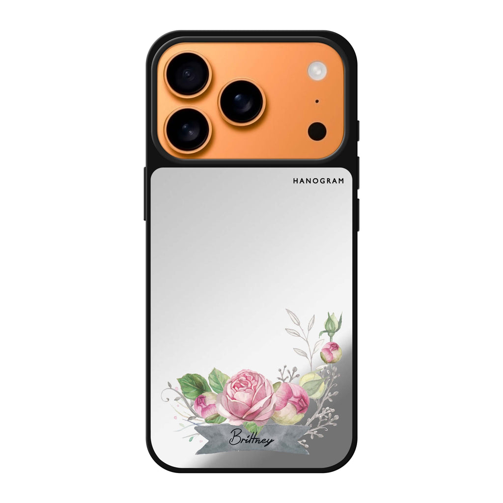 Ribbon & Floral personalized name spring bow flower floral iPhone 17 Pro Max mirror case