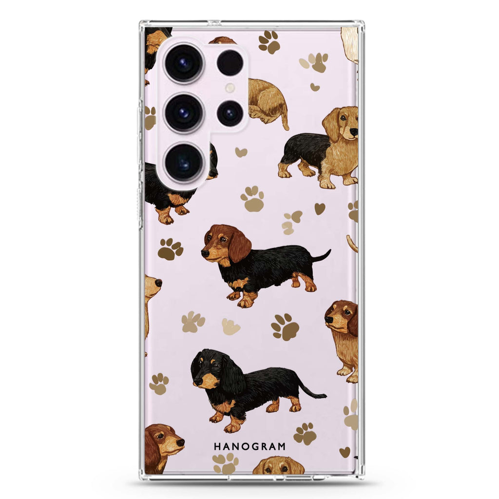 Pawprints of Love Samsung Galaxy S26/S25/S24/S23/S22 Ultra ultra clear case, transparent design, main view