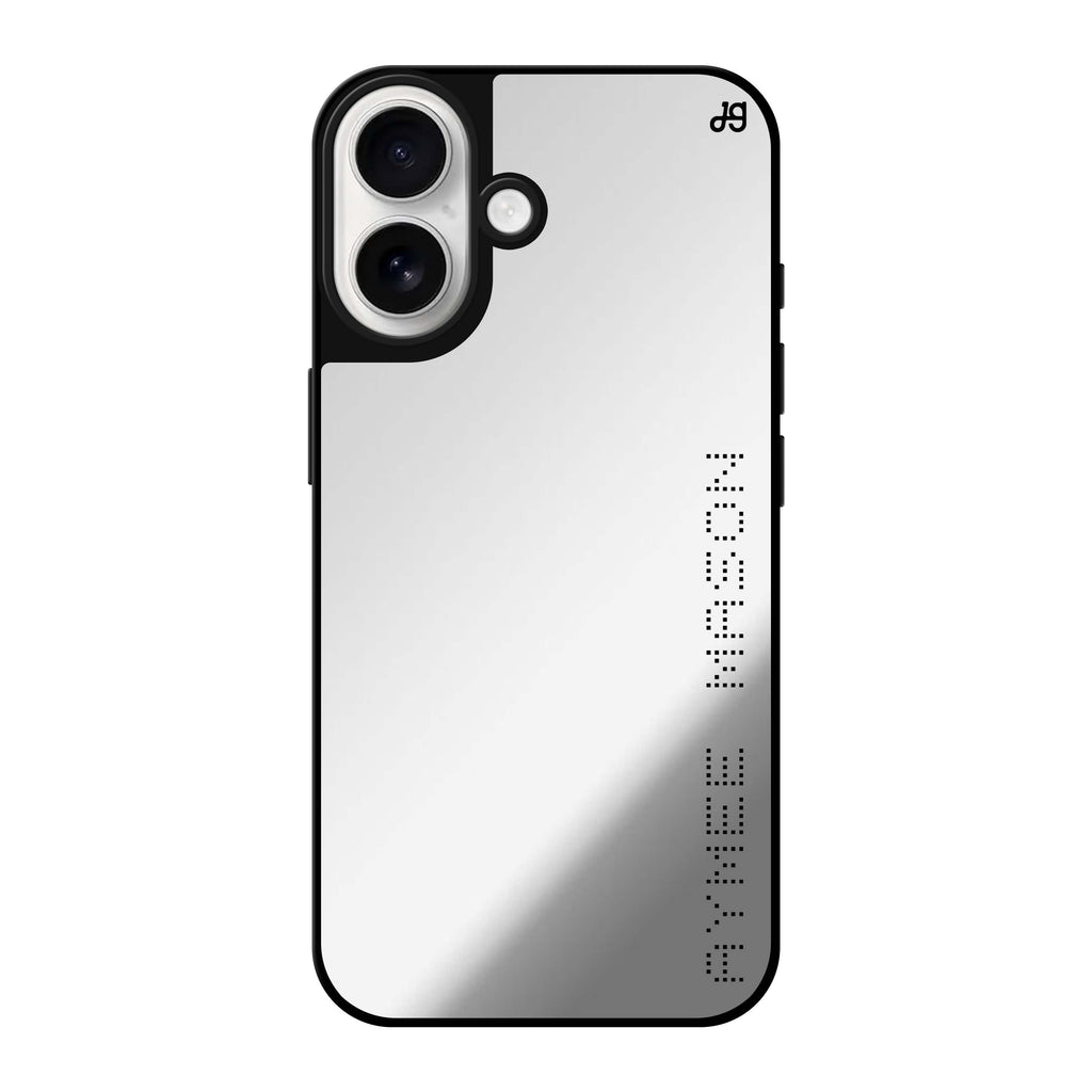 Reflective iPhone 16 Mirror Case –Digital Name Design