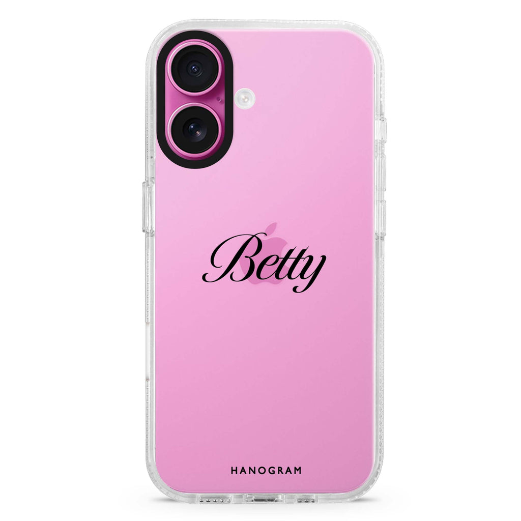 Simply Yours custom name iPhone 16 and 16 Plus ultra clear case, transparent graphic artwork, front product view