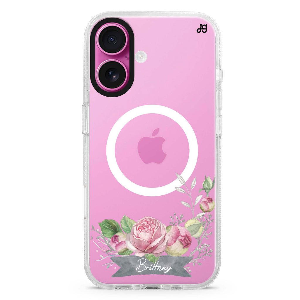 Ribbon & Floral MagSafe Compatible iPhone 16 Ultra Clear Case - Personalized and Stylish Protection
