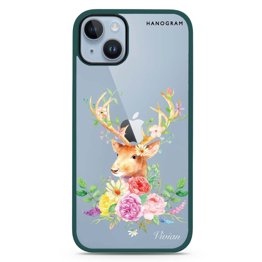 Floral & Deer iPhone 15 Impact Guard Bumper Case