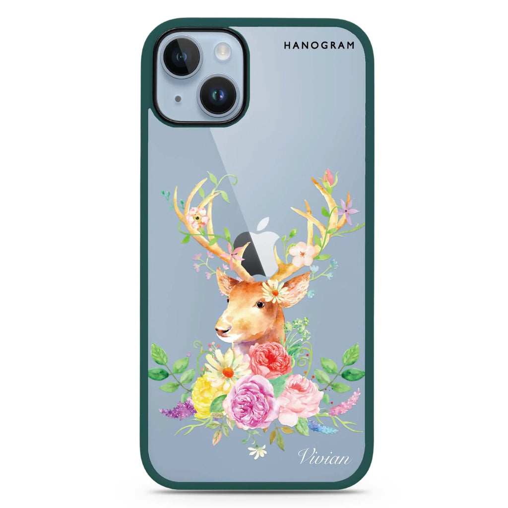 Floral & Deer iPhone 15 Plus Impact Guard Bumper Case
