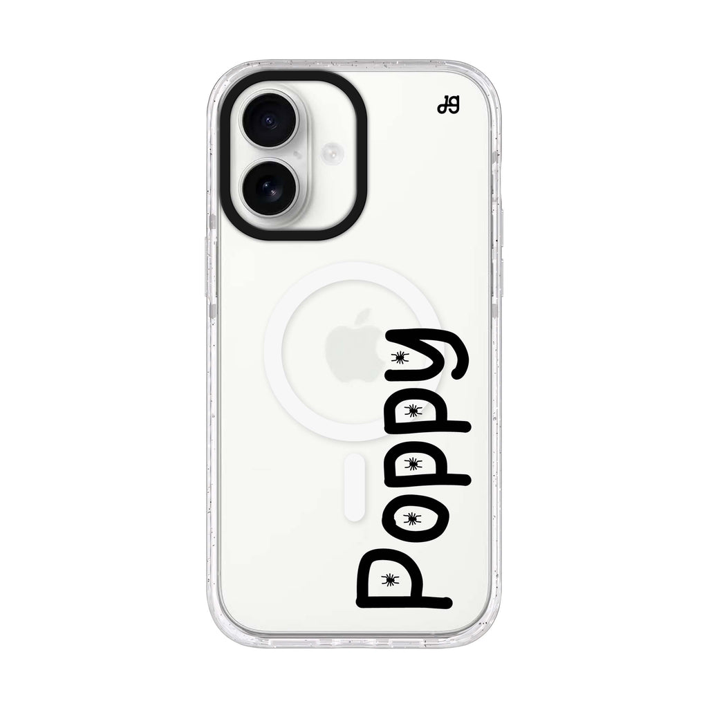 Haunted Lettering personalized name iPhone 17 ultra clear MagSafe case, front product view