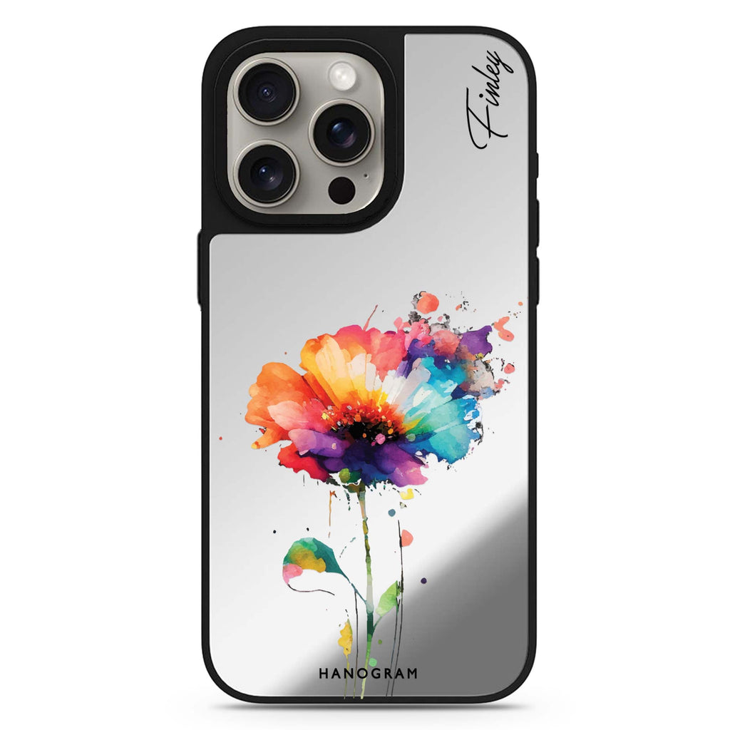 A Beautiful Watercolour Flower personalized name MagSafe mirror case for iPhone 16/15/14 Pro Max and Pro, main view