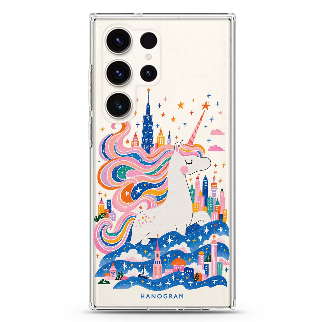Unicorn Castlekeeper Samsung Galaxy Ultra Clear Case — front view