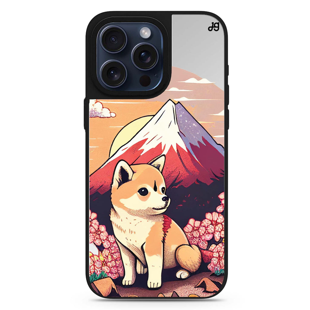 Shiba Inu & Fuji Mountain MagSafe compatible mirror case for iPhone 16/15/14 Pro Max and Pro, main view