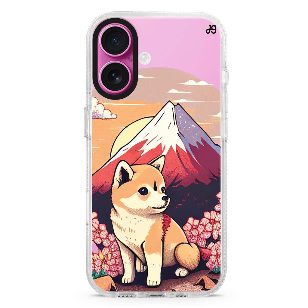 Shiba Inu & Fuji Mountain MagSafe Compatible iPhone 16 Ultra Clear Case - Personalized and Stylish Protection