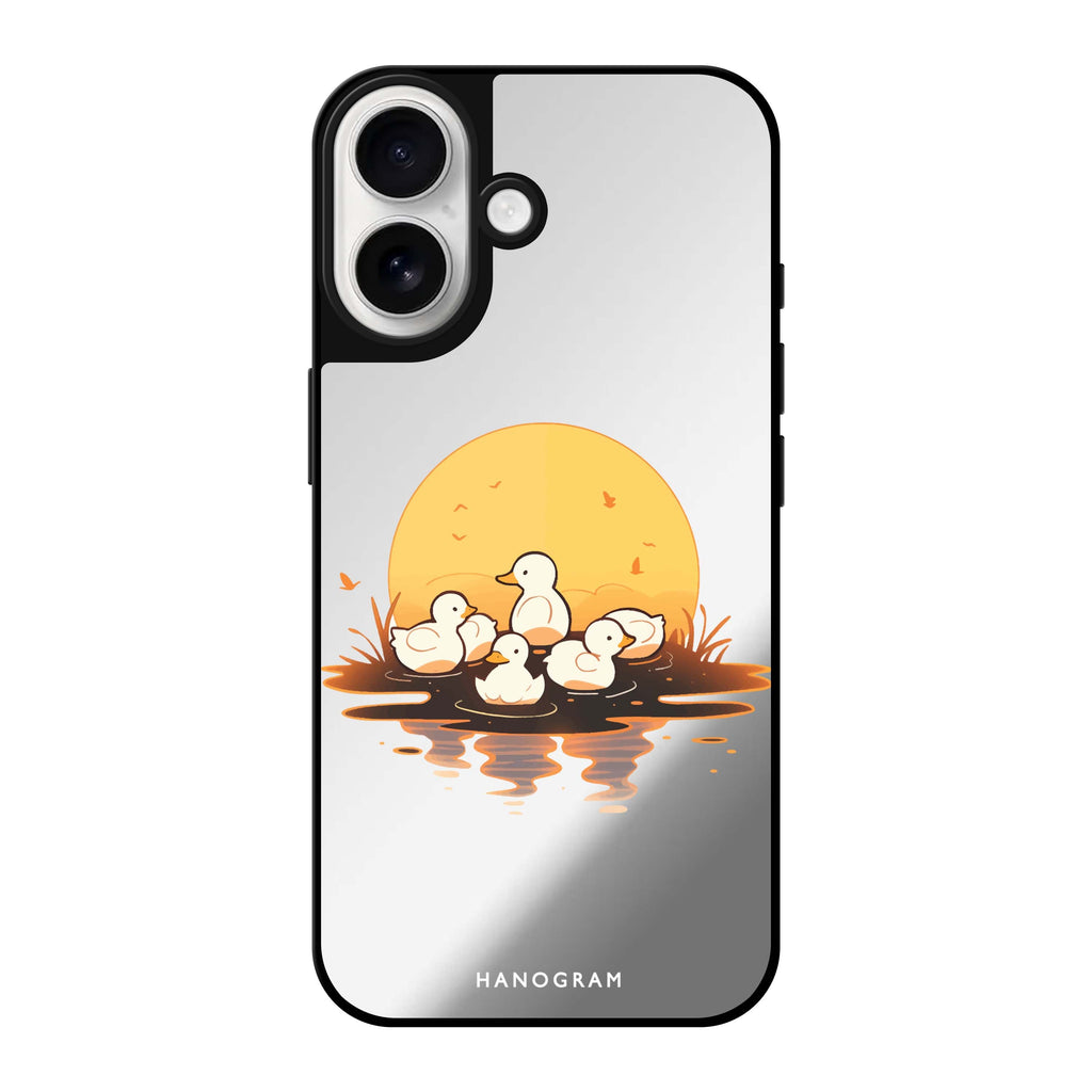 Reflective iPhone 16 Mirror Case –Dawn Duck Drift Design