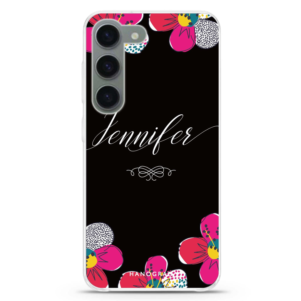 Stunning Floral personalized ultra-clear case for Samsung Galaxy S23/S22, front view