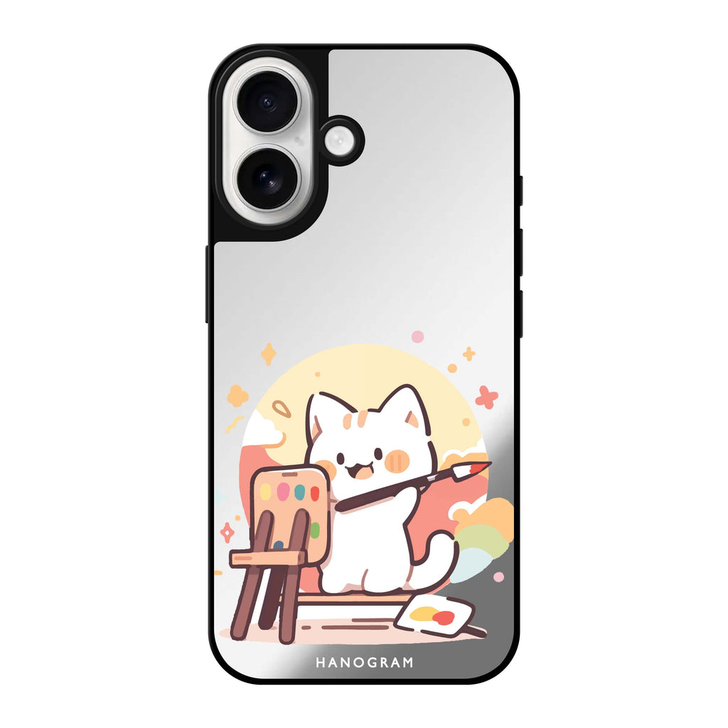 Reflective iPhone 16 Mirror Case –Feline Masterwork Design