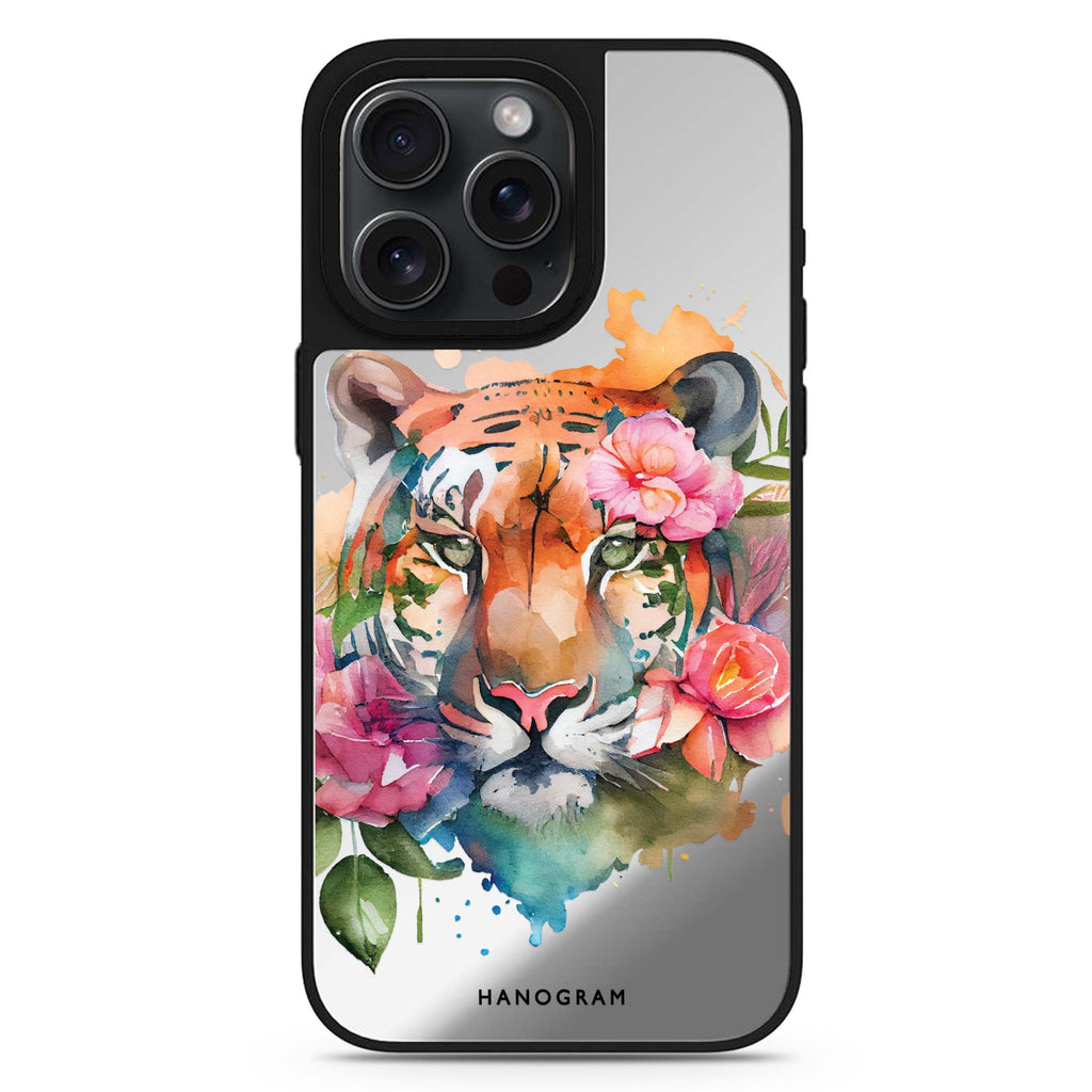 Floral Tiger MagSafe compatible mirror case for iPhone 16/15/14 Pro Max and Pro, main view