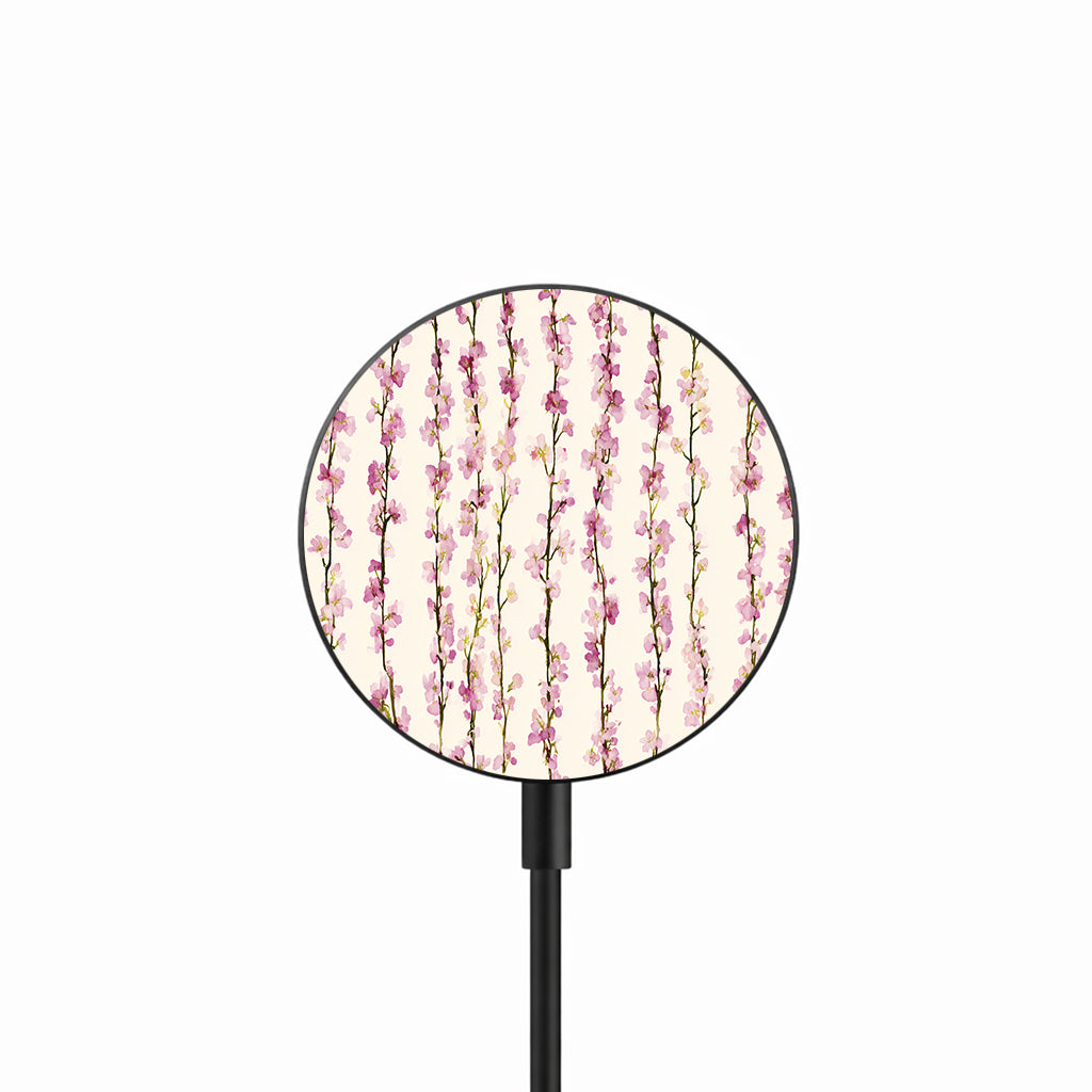 Pink Blossom Lines 25W Qi2.2 magnetic wireless charger front view