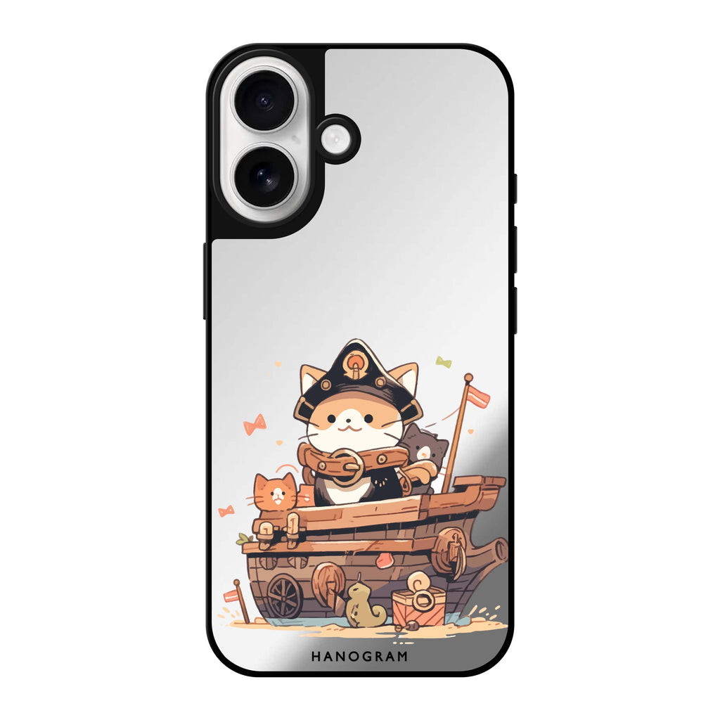 Reflective iPhone 16 Mirror Case –Buccaneer Kitty Design