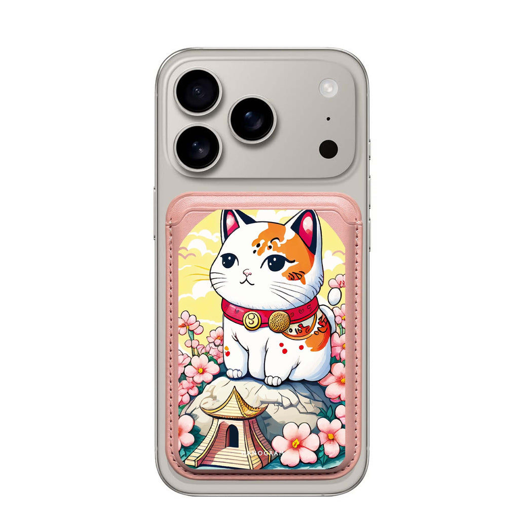Cat & Flowers MagSafe wallet for iPhone, slim magnetic card holder, main view